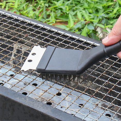 Brosse Nettoyage Grille Barbecue Angle Droit - Fils Acier Inoxydable - Pour Grill Charbon/Gaz/Électrique - 1 Pièce (1/5)