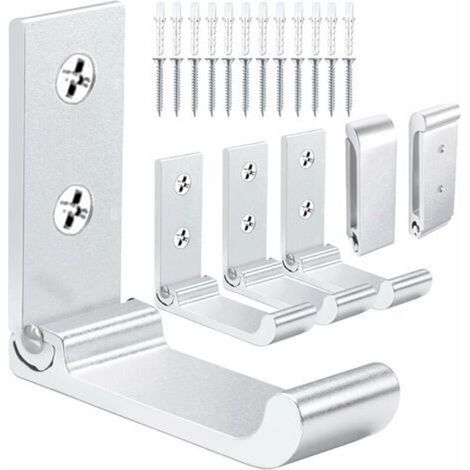 Foldable Wall Hooks Aluminum Folding Hooks for Hanging Foldable Coat Hooks Wall Towel Hooks for Bathroom Headphone Wall Hooks (Silver 6pcs) (1/5)