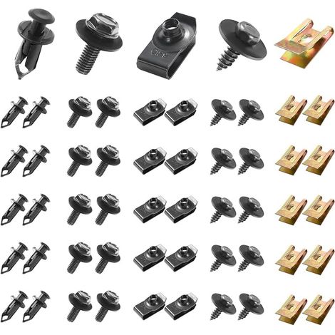 Vis et Boulons de Voiture, Vis de Soubassement, Vis d'Aile de Carrosserie, Clips en Plastique Rivet Fixations - Kit Universel U-Nuts Garde-boue Boulons de Carrosserie (1/5)