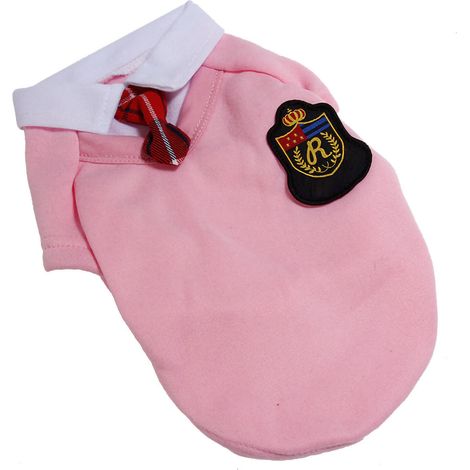 Vêtements pour animaux de compagnie doux et confortable en polyester style campus pour chien pour fête d'anniversaire, usage quotidien, cravate pour homme, rose M (1/5)