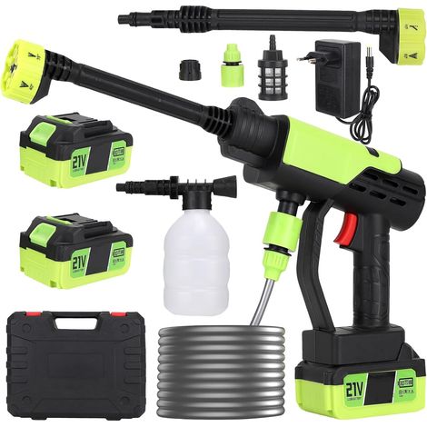 Nettoyeur Haute Pression sans Fil Pistolet Portable Mini Voiture Hydro Jet Lavage Réservoir Laveur 797PSI sur 2x4.0Ah Batterie avec Pot en Mousse, Buse 6-en-1, Tuyau 5m, Mallette (1/5)