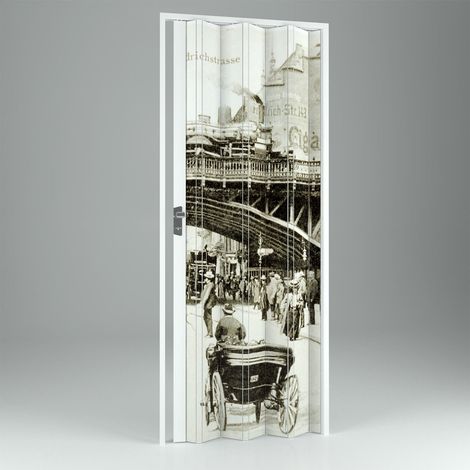 Porta a soffietto stampata da interno in pvc mod. Vera 89,5x214 cm Vintage (1/5)