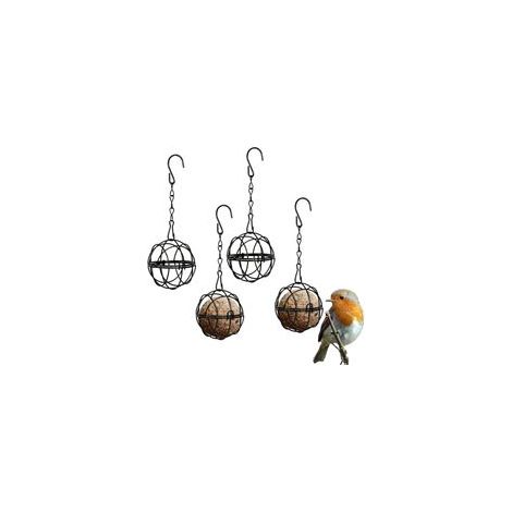 Mangeoire à oiseaux 4 crochets en S – Métal résistant à la rouille – Diamètre 7 cm – Pour boules de graisse et fruits (1/5)