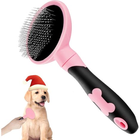 Brosse pour chien en os rose, douceur moyenne, idéale pour poils longs, mi-longs, courts, épais, perruques ou cheveux bouclés. (1/5)