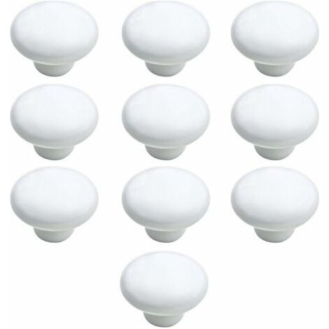 QORVA-Bouton Porte 10 PCS  33mm Céramique Poignée Porte de Cuisine Armoire à Tiroirs Porte Boutons Blanc