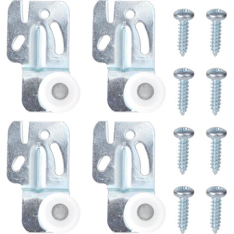 4 Pcs Sliding Door Cabinet Hardware Kit Casters with 8 Screws for Kitchen Sliding Doors with Top Suspension 3/4" to 1" Thickness (1/5)