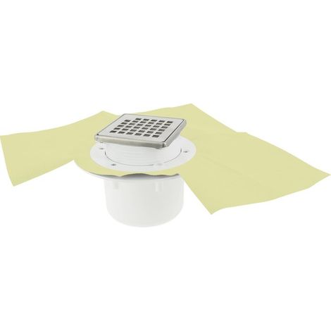 Nicoll – Siphon de douche carrelée 10x10 cm – Grille inox 304 – Haut-débit – Natte d'étanchéité incluse