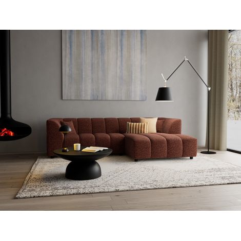 Curtis - canapé d'angle droit 4 places avec accoudoir en tissu texturé - terracotta (1/5)