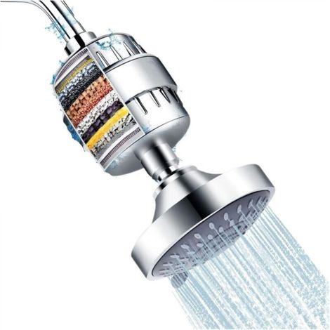 Pommeau de douche et filtre de douche à 15 niveaux, pommeau de douche filtré haute pression à 5 réglages de pulvérisation (1/5)