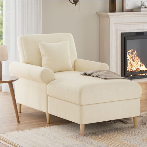 Poltrona relax in velluto con funzione reclinabile, 133 x 90 x 87 cm, beige HAVRYA (1/5)