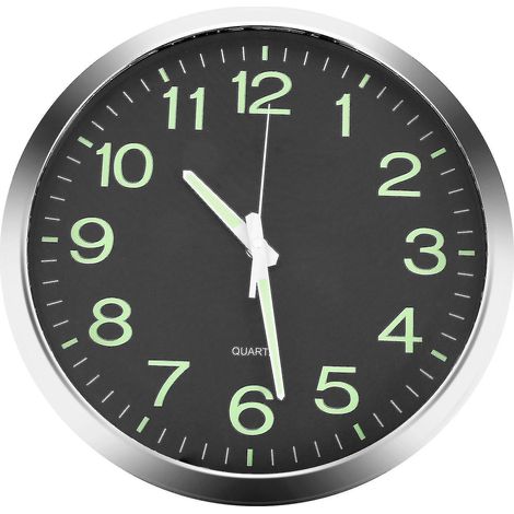 Runde, leuchtende Wanduhr (30 cm Durchmesser, 12 Zoll), phosphoreszierend, geräuschlos, Dekoration für Zuhause – Silber (1/5)