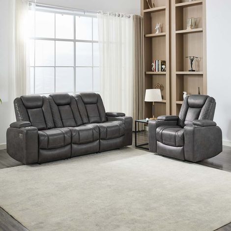 ASHTON 1+3 SEATER FABRIC AUTO RECLINER SOFA SET (1/5)