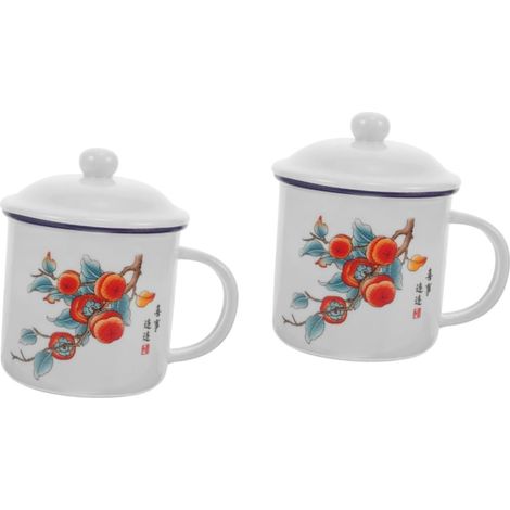 Lot de 2 gobelets à eau réutilisables en émail, originaux et parfaits pour le thé au bureau. (1/5)