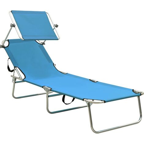 Maison Exclusive - Lettino Prendisole Pieghevole con Baldacchino Blu in Alluminio