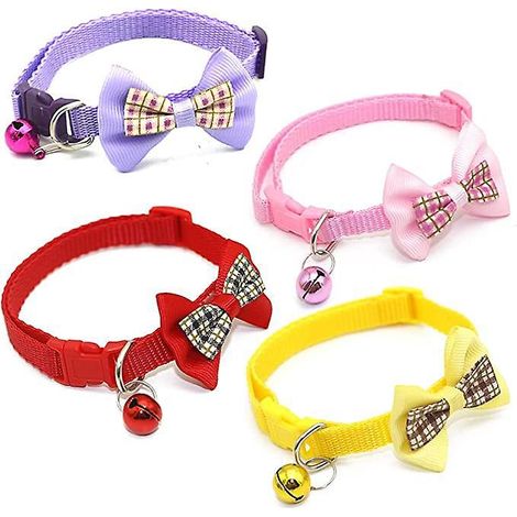 4 Colliers Pour Chat Avec Cloches Et Nuds Pour Colliers Pour Animaux De Compagnie Rglables Dgagement Rapide, Colliers Pour Chats, Chatons, Petits (1/5)