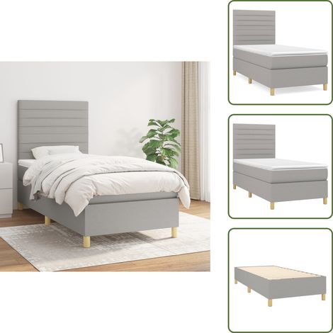 Boxspringbett mit Matratze Hellgrau 90x190 cm Stoff - Boxspringbett - Doppelbett - Bettenrahmen - Schlafsystem - Liegekomfort (1/5)