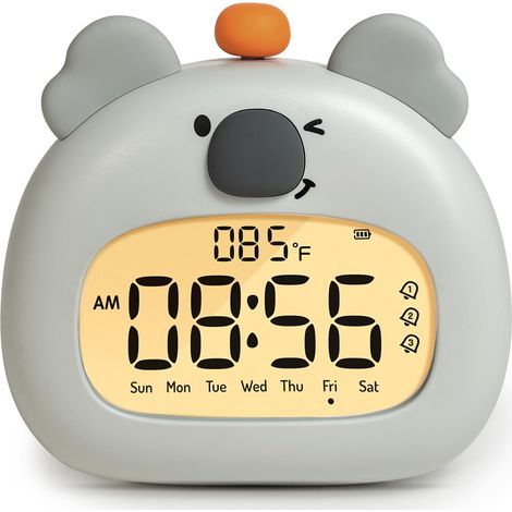 Entspannender Koala-Wecker mit Wald-Nachtlicht, USB-C-Schnellladefunktion, 3 Weckzeiten und Timer, Geschenkidee zur Förderung der Achtsamkeit im Schlafzimmer, geeignet für Jungen und Mädchen, inklusiv
