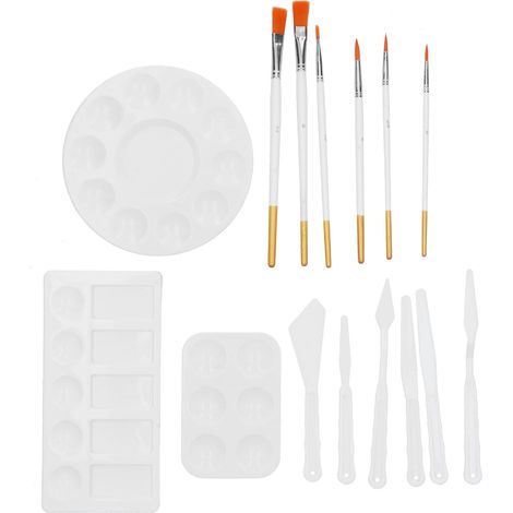 Oil Painting Tray Set 3 Paint Tray Knives Brushes Set for Acrylic/Watercolor Painting (1/5)