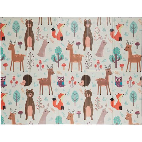 Tappeto da gioco pieghevole per bambini con motivi di animali della foresta 200 x 150 cm protegge dal freddo facile da pulire in schiuma multicolore 130009095