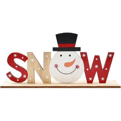 Lettres en bois, décoration de Noël, bonhomme de neige, Père Noël immobile, ornements, décoration pour la maison, le bureau et la cheminée (1/3)