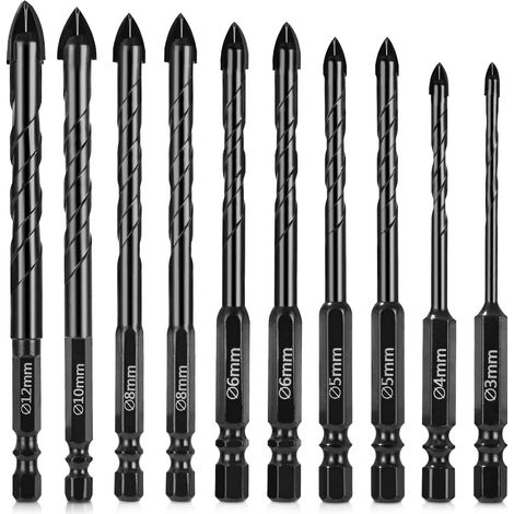 Mèche à Carrelage,10 Pcs Meche Carrelage avec Tige Hexagonale,3-12mm (1/5)
