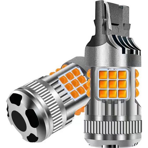 Clignotant LED 1156 BAU15S T20 Canbus Anti-clignotement 36SMD 3030 Jaune, 12-24V 7000K Ventilateur Refroidissement 50000H, Accessoire Voiture Universel（2pcs） (1/5)