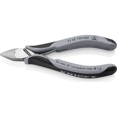 KNIPEX 77 42 130 ESD Tronchesi laterali per elettronica ESD con cerniera passante con manici multicomponente 130 mm (1/6)