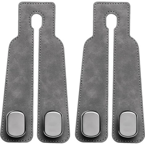 Cintre de voiture à double crochet – Crochet d'appui-tête multifonctionnel de 17 x 8,5 cm, construction en cuir et de zinc, options de couleur noir marron gris  Organisateur de siège arrière, (1/5)