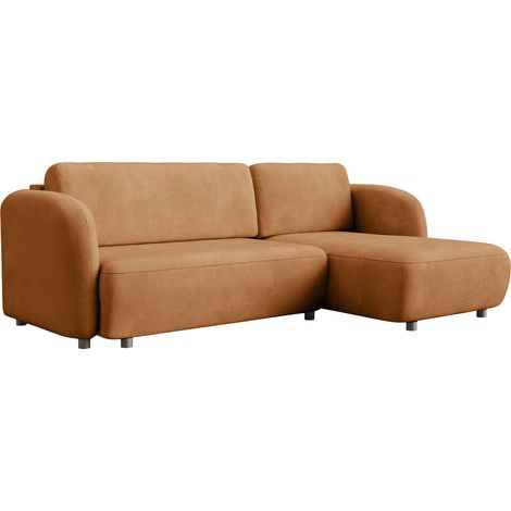 DRIXY Canapé d'angle convertible avec coffre en tissu orange - Angle droit (1/5)