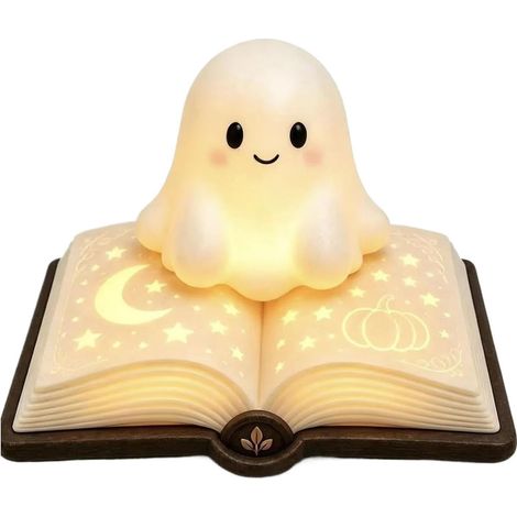 Lampe de nuit fantôme, décoration d'Halloween, figurine en résine avec panneau robuste, objet utilitaire avec revêtement raffiné, lot de 1, veilleuse, décoration effrayante pour coin lecture d'entrée (1/5)