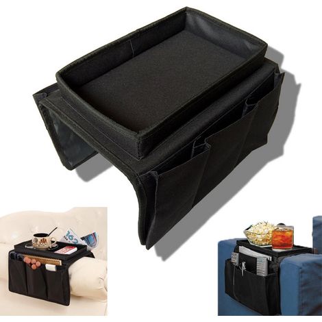 Sofa-Armlehnen-Organizer – Sofa-Aufbewahrungsregal – Schwarz – Sofa-Organizer für Zuhause – Sesselablage, Nachttisch-Organizer – Für Handys, Tablets, Bücher, Magazine (1/5)