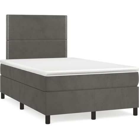 Boxspringbett mit Matratze Dunkelgrau 120x190 cm Samt (1/5)
