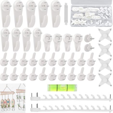 Crochets pour tableaux, lot de 42 pièces Adsshopp, fixations murales sans trace pour miroirs photo (1/5)