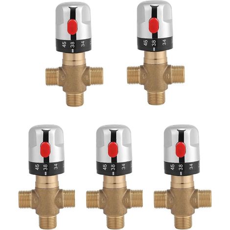 Robinet mélangeur thermostatique 5X en laiton massif G1/2 pour système de douche, contrôle de la température de l'eau, robinet thermostatique pour lavabo (1/5)