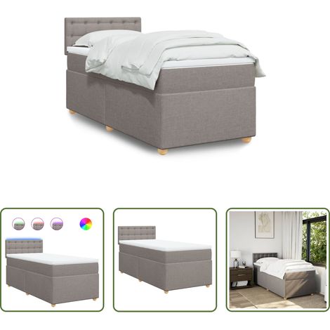 vidaXL Surmatelas -  Sommier à lattes de lit avec matelas Taupe 90x190 cm Tissu (1/5)