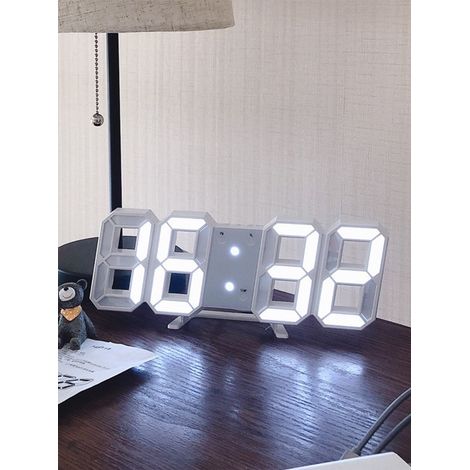 1 Pièce Horloge numérique LED 3D, montable au mur ou posable sur table, double usage, alimentée par USB, réveil, sans batterie incluse, décoration de maison, décoration de pièce, décoration de chambre (1/4)