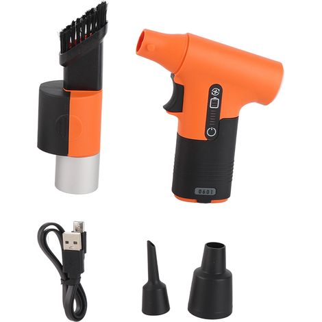 Ortviai Souffleur Électrique Compact 130 000 tr/min avec Fonction Aspiration/Insufflation – Batterie Rechargeable 3000 mAh, Couleur Orange