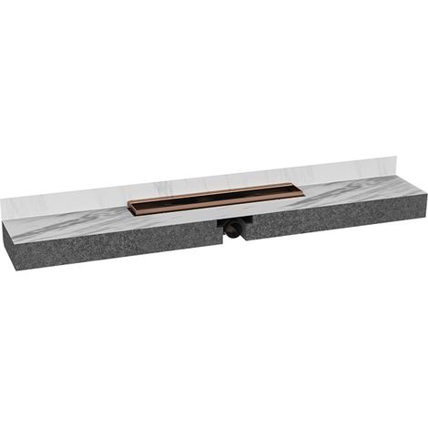 Gouttière de douche "Primus blue" avec élément d'installation EPS, avec cadre en acier inoxydable recouvert