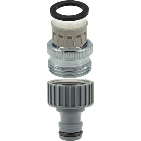 tecuro Aufnahme Adapter Übergangsstück M22 x 1 IG mit Strahlregler x 3/4 Zoll AG, Steckkupplung, MS hochglanzverchromt
