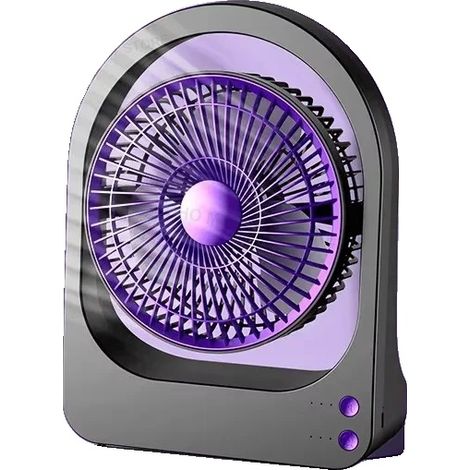 Ventilateur de bureau, inclinaison réglable, 3 vitesses de vent, gris violet (1/2)