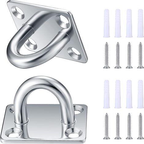 Set mit 2 quadratischen M8-Deckenhaken aus Edelstahl, U-förmige Metall-Aufhängehaken zur Wand- und Deckenmontage (1/5)