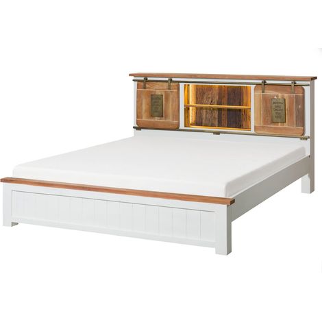 Bett Mango / Altholz 180x200x106 weiß lackiert RAILWAY LUX 512 (1/4)