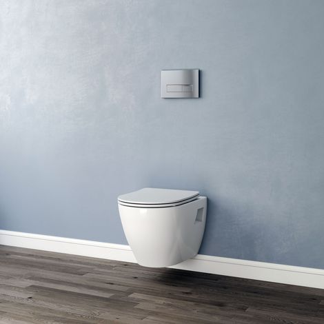 Modern Bathroom Round Wall Hung Toilet UF Soft Close Seat WC pan white