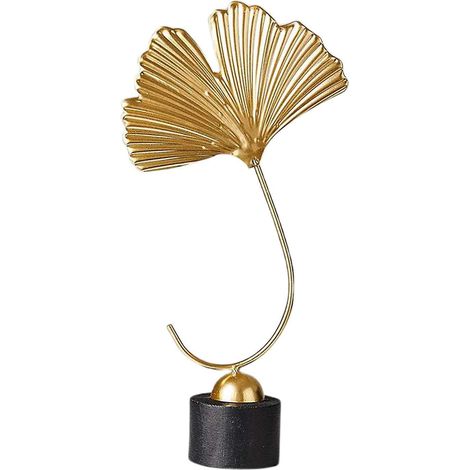 Sculpture artisanale de feuille de ginkgo avec socle en bois - Statue décorative pour salon, entrée, chambre ou bureau - Cadeau suspendu unique (1/5)
