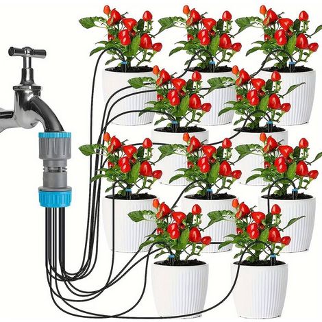Kit d'irrigation goutte à goutte, système d'arrosage pour plantes et jardin, avec 10 goutteurs, idéal pour le jardin et la pelouse. (1/5)