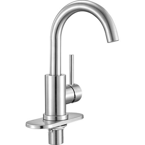Mophorn Grifo Monomando para Lavabo con acabado en níquel cepillado y diseño de caño alto, ideal para fregaderos de cocina, baños, 183 x 50 x 295 mm, con función de ahorro de agua.