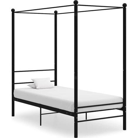 Estructura de cama con dosel sin colchón metal negro 90x200 cm (1/5)