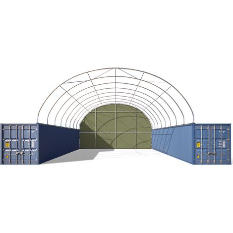 TOOLPORT Paroi arrière pour abri sur container, largeur 10m - Bâche PVC PRIMEtex 2300, vert foncé