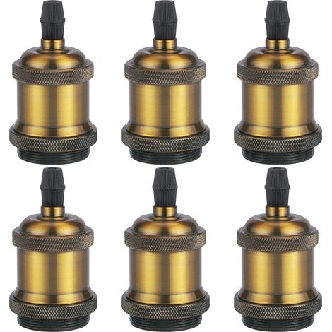6PCS E27 Pied De Lampe Simple Retroe Plafonnier Vintage Lampe Suspendue D'Intérieur Bronze 1