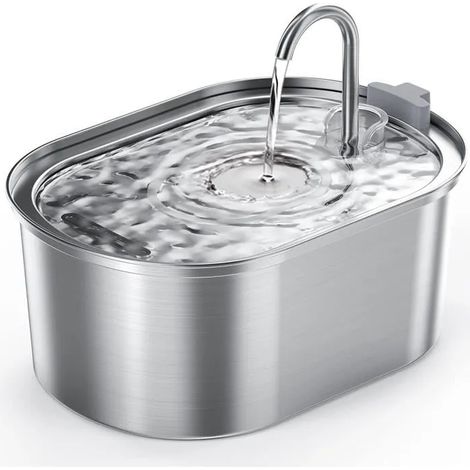 Fontaine a Eau Chat en Acier Inoxydable, 3,2L Fontaine à Eau pour Chat Automatique , Convient à Plusieurs Animaux (1/4)